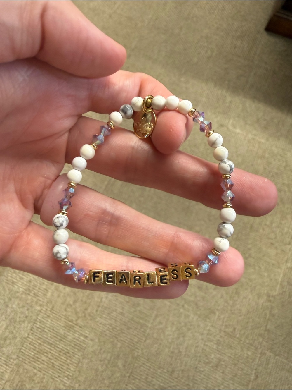 Little Words Project Gold 'Fearless' Beaded Bracelet size S/M
